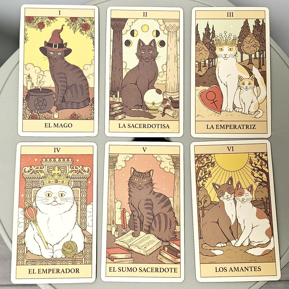 Cats Rule The Earth Tarot 78-Card Deck 10.3*6cm for The Feline-Obsessed Spanish Edition